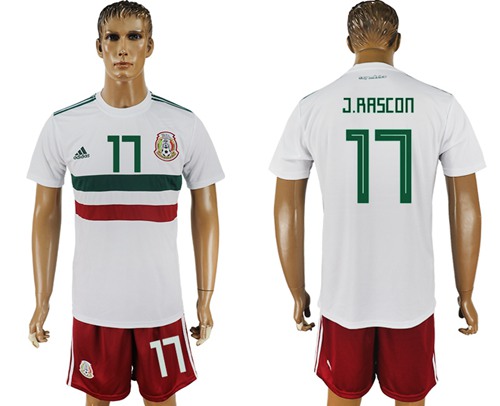Mexico #17 J.Rascon Away Soccer Country Jersey
